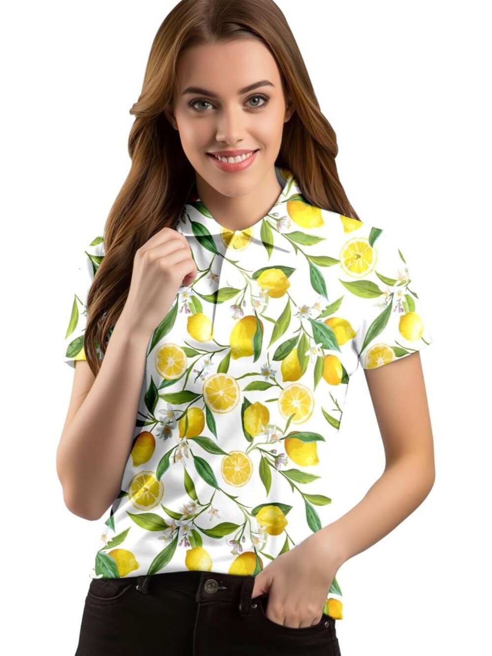Women Fresh Lemon Short Sleeve Quick Dry Tennis Shirts Athletic Yoga Tops Fit